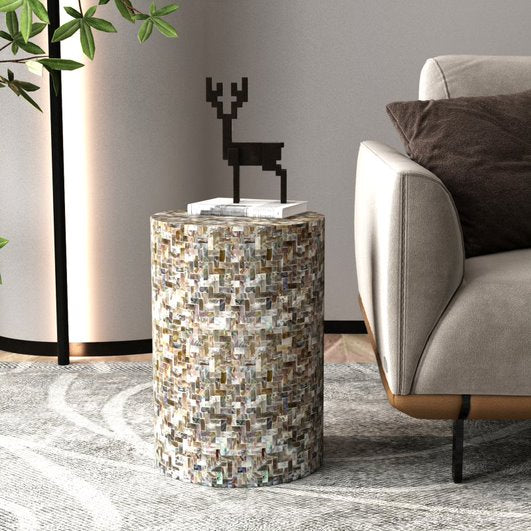Handcrafted Alpine Pearl Side Table - Grey