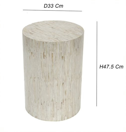 Handcrafted Alpine Pearl Side Table - White
