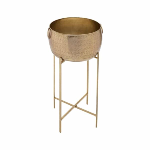 Handcrafted Antique Gold Stilted Planter - 27.5x58cms