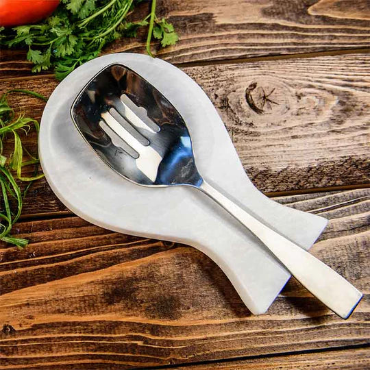 Handcrafted Artisan Marble Spoon Rest - White