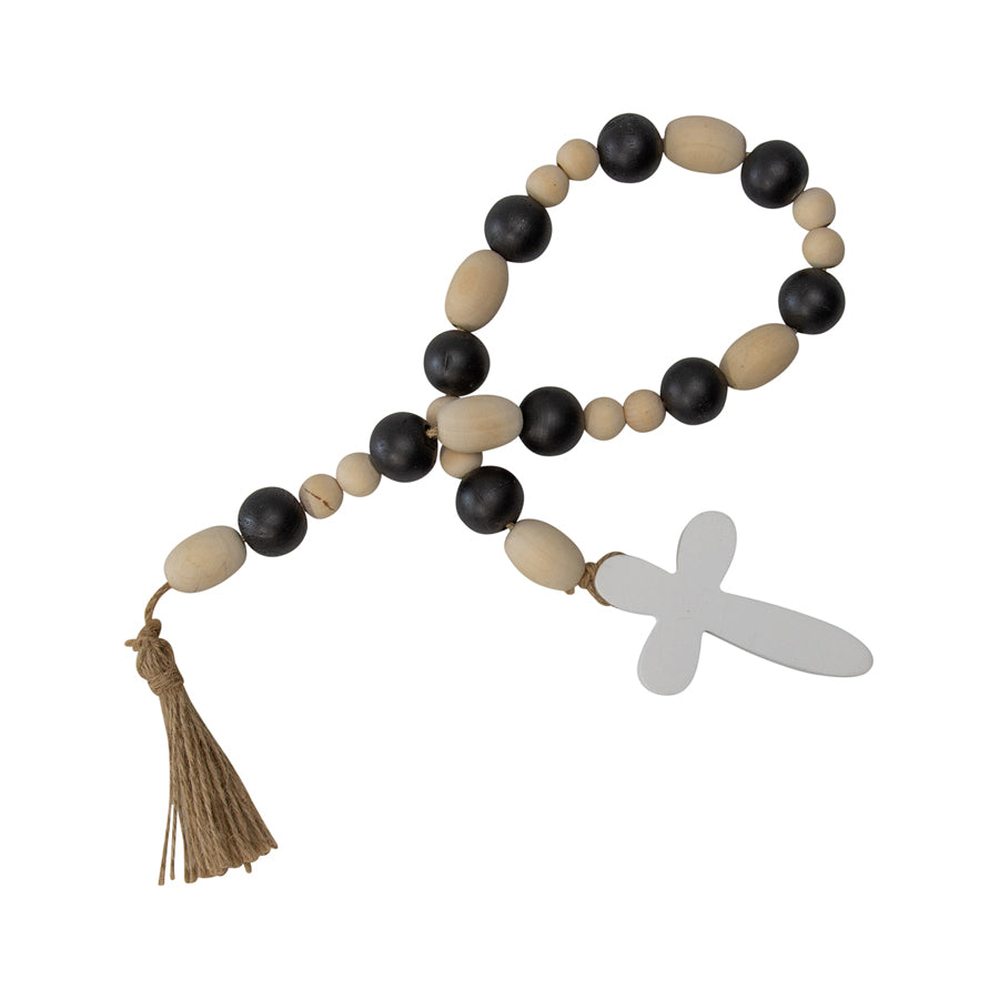 Handcrafted Cross with Natural Beaded Garland