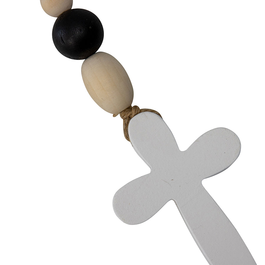 Handcrafted Cross with Natural Beaded Garland