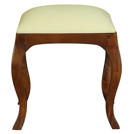 Handcrafted Cushioned Stool for Dressing Table - Brown