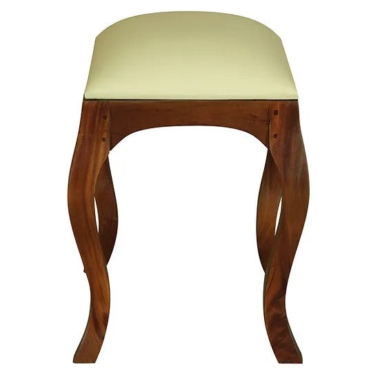 Handcrafted Cushioned Stool for Dressing Table - Brown