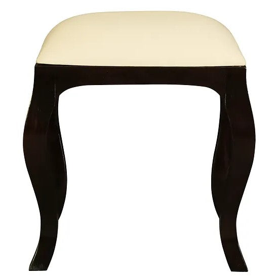 Handcrafted Cushioned Stool for Dressing Table - Dark Brown
