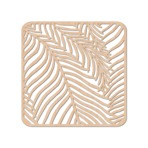 Handcrafted Fern Designer Birch Plywood Coasters - 10 x 10cms