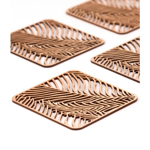 Handcrafted Fern Designer Birch Plywood Coasters - 10 x 10cms