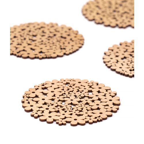 Handcrafted Flower Designer Birch Plywood Coasters - 10 x 10cms