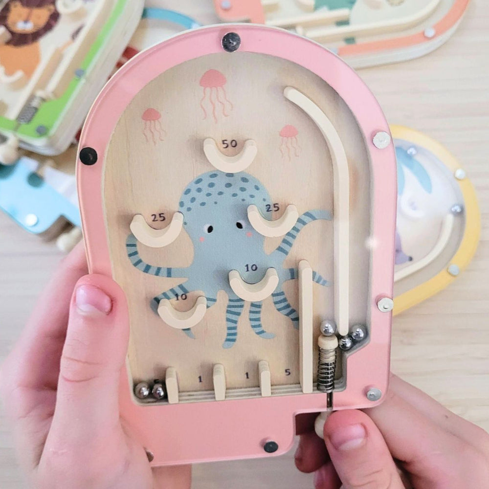 Handcrafted Fun - Wooden Pinball Games - Set of 6