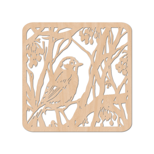 Handcrafted Large Bird Designer Birch Plywood Coasters - 10 x 10cms