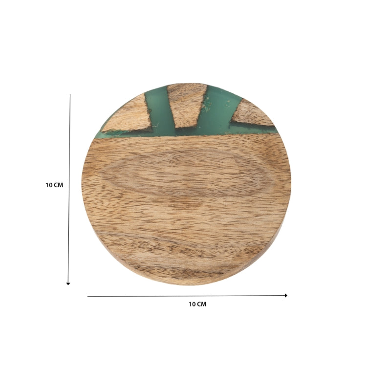 Handcrafted Mango Wood Burnt Coaster - 4 Pcs