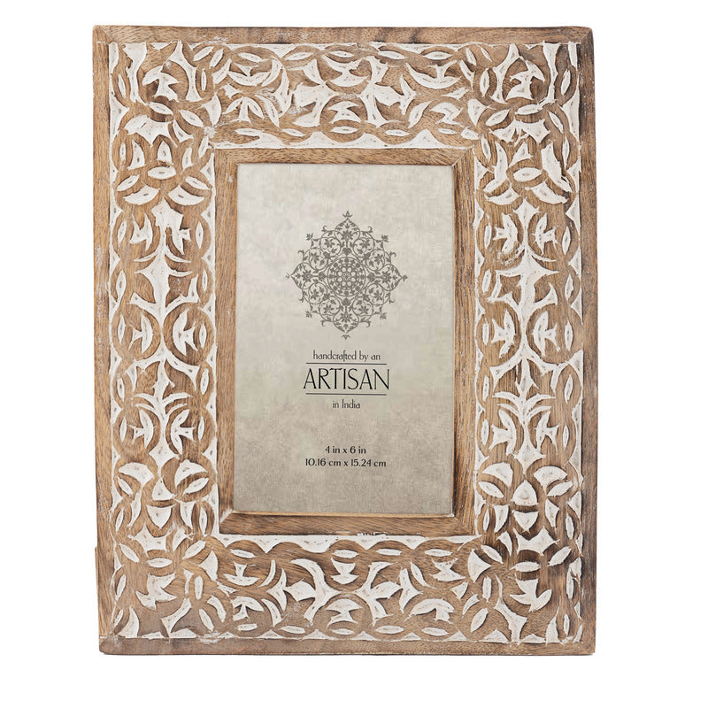 Handcrafted Mango Wood 'Barbed' Photoframe - 4x6"