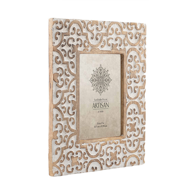 Handcrafted Mango Wood ‘Quatrefoil’ Photo Frame - 5×7″