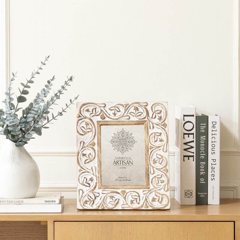 Handcrafted Mango Wood 'Swirl' Photo Frame - 5x7"