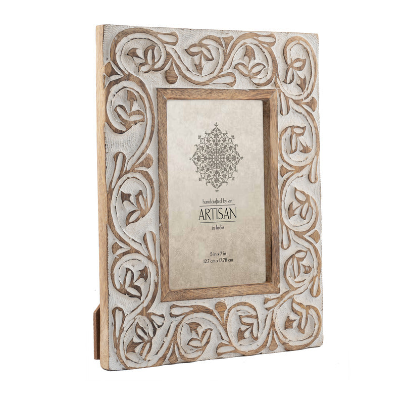 Handcrafted Mango Wood 'Swirl' Photo Frame - 5x7"