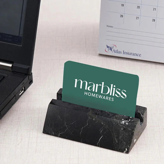 Handcrafted Marble Business Card Holder - Black