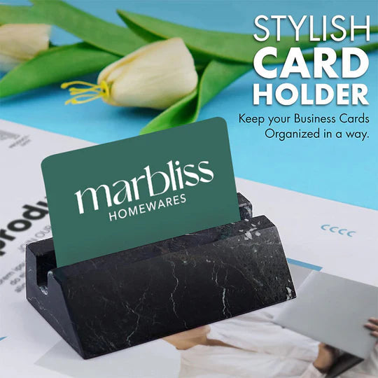 Handcrafted Marble Business Card Holder - Black
