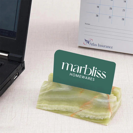 Handcrafted Marble Business Card Holder - Green