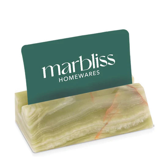 Handcrafted Marble Business Card Holder - Green