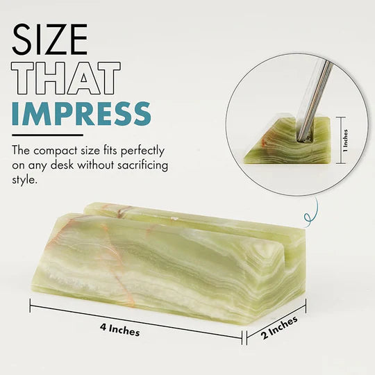 Handcrafted Marble Business Card Holder - Green