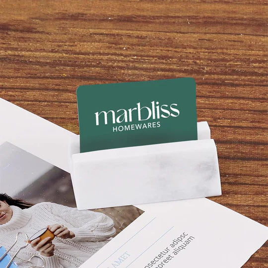 Handcrafted Marble Business Card Holder - White