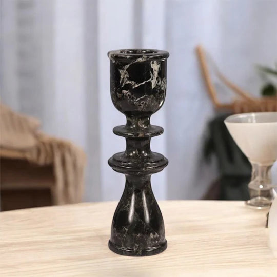 Handcrafted Marble Candle Holder - Black