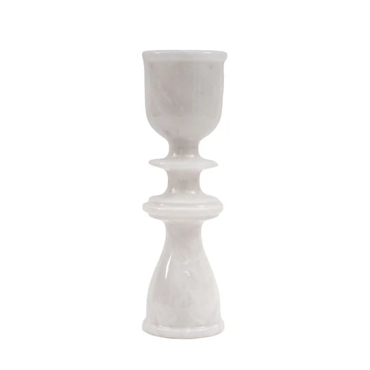 Handcrafted Marble Candle Holder - White
