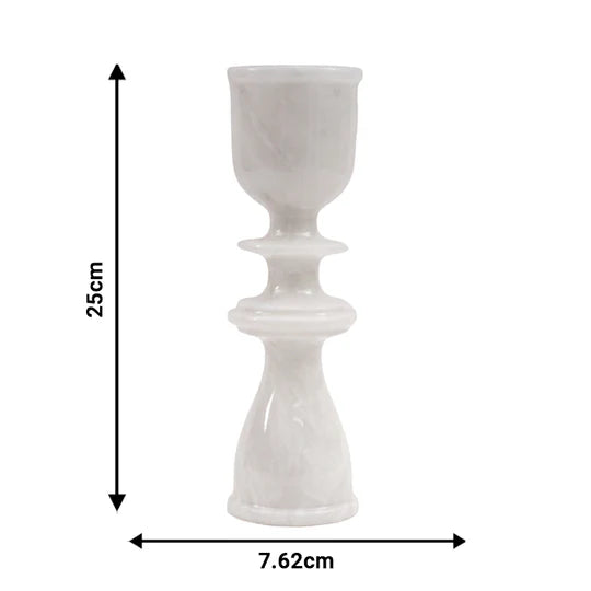Handcrafted Marble Candle Holder - White