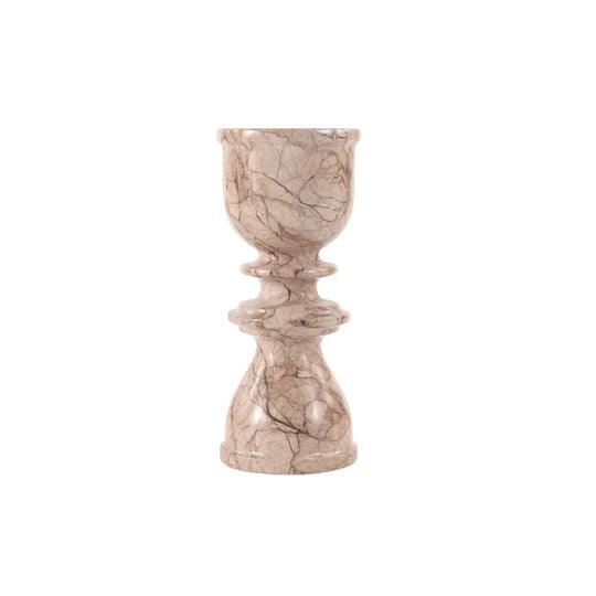 Handcrafted Marble Candle Holder 15cms - Brown