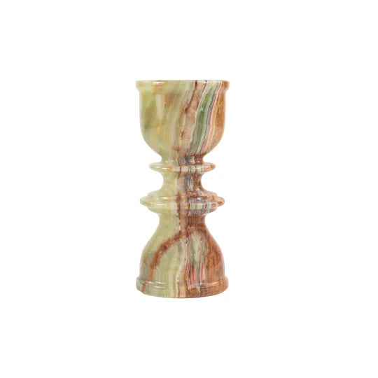 Handcrafted Marble Candle Holder 15cms - Green