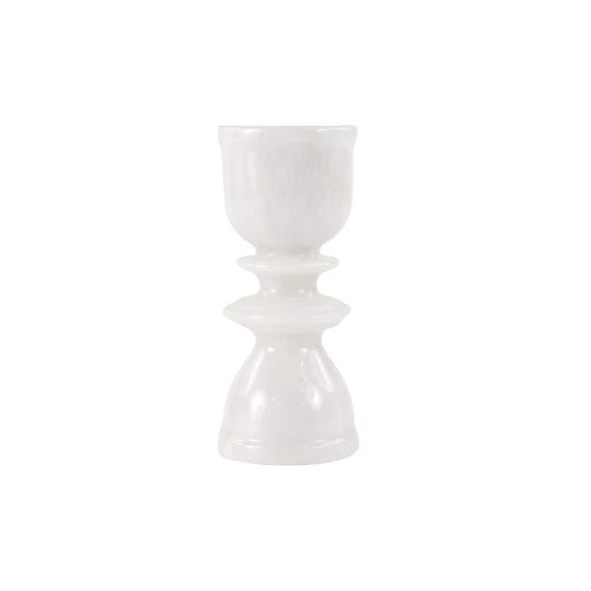 Handcrafted Marble Candle Holder 15cms - White