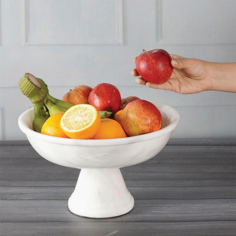 Handcrafted Marble Fruit Bowl With Stand (Available in 4 Colors)