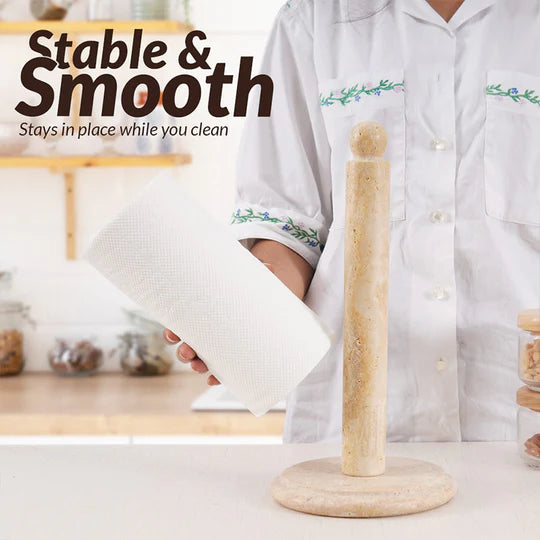 Handcrafted Marble Paper Towel Holder - Beige