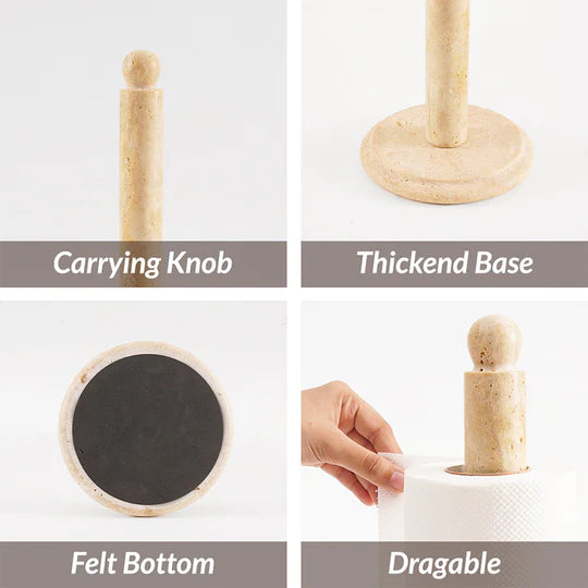 Handcrafted Marble Paper Towel Holder - Beige