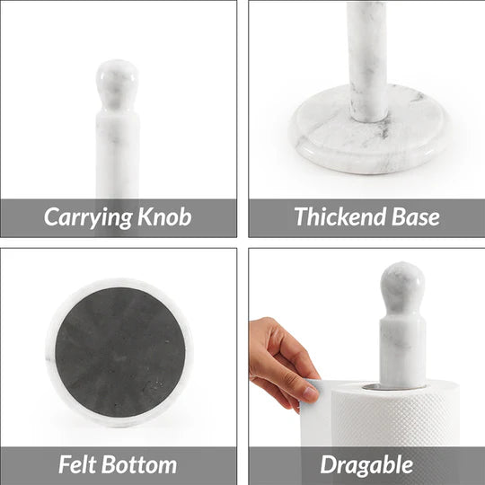 Handcrafted Marble Paper Towel Holder - White