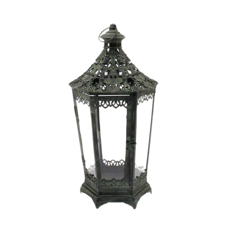 Handcrafted Metal Lantern with Glass