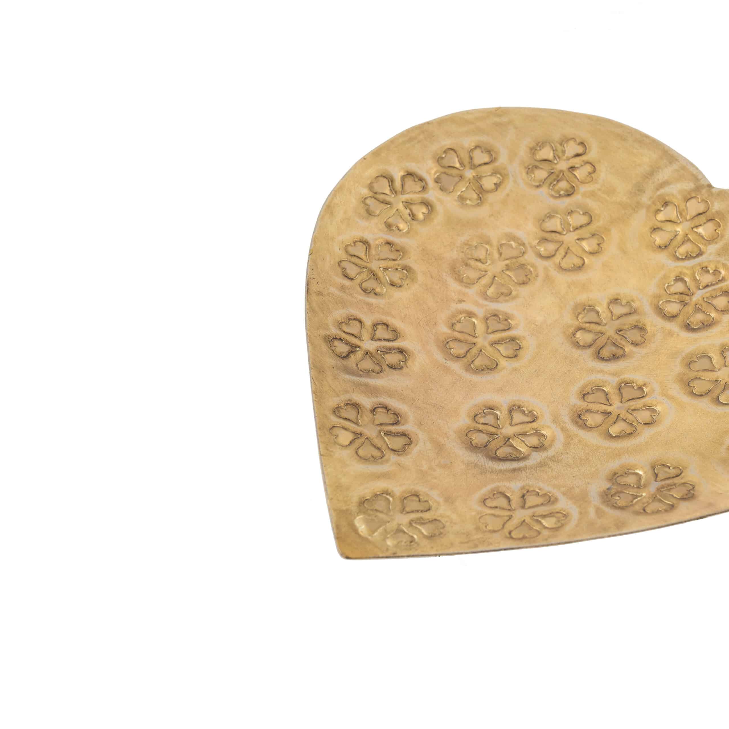 Handcrafted Metal Pressed Heart Shape Bowl - 17.5x17.5x2.5cms