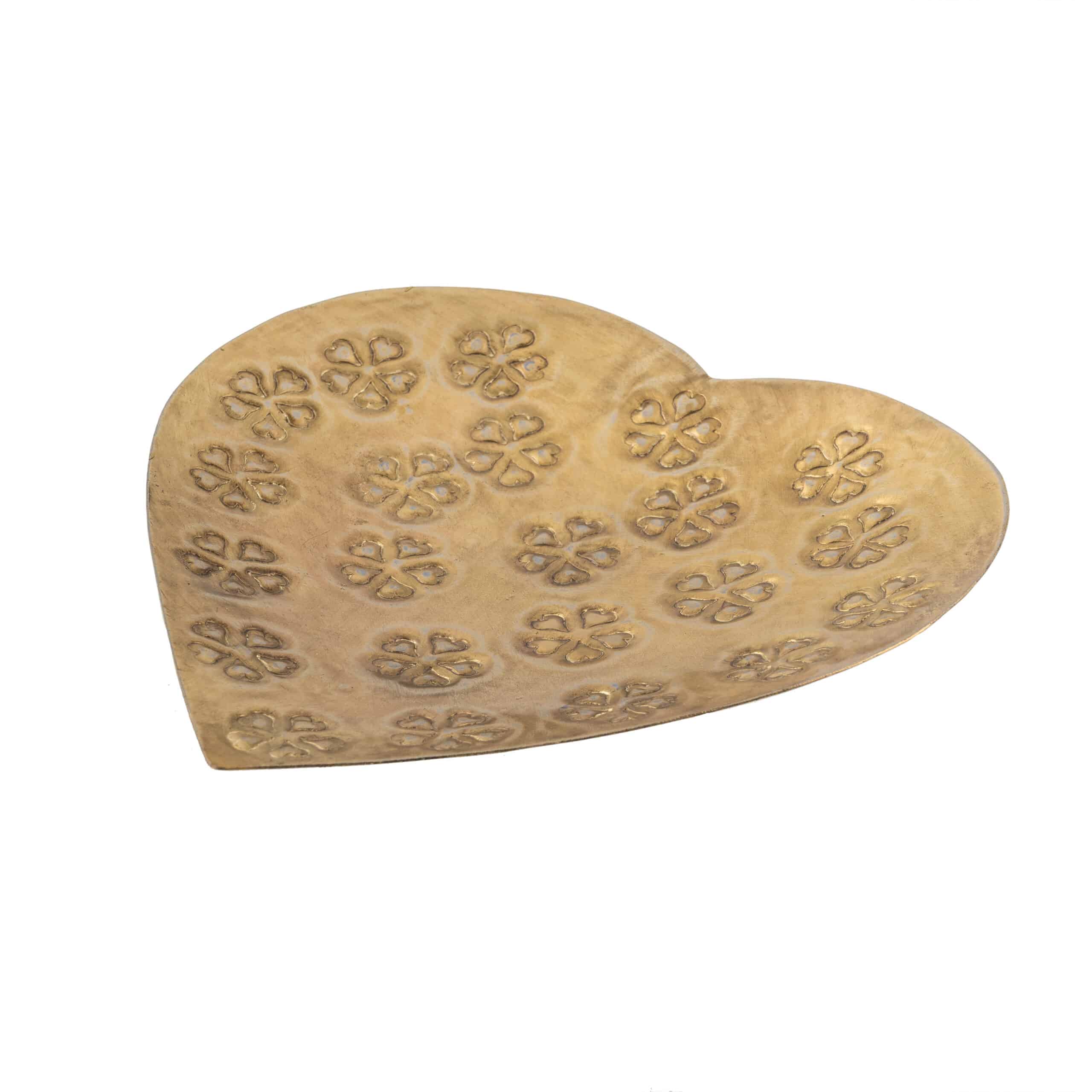 Handcrafted Metal Pressed Heart Shape Bowl - 17.5x17.5x2.5cms