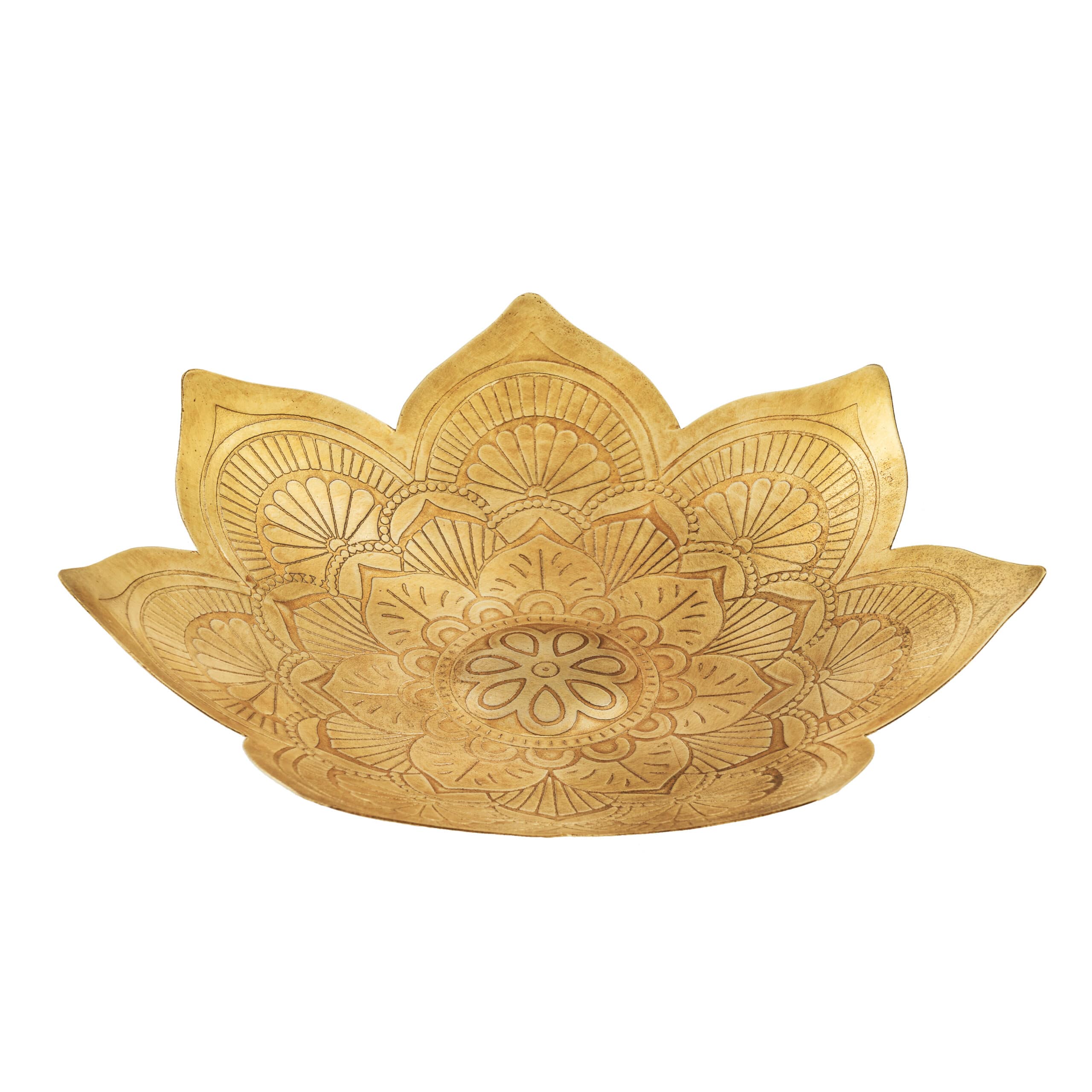 Handcrafted Metal Pressed Mandala Shape Bowl - 28x28x6cms