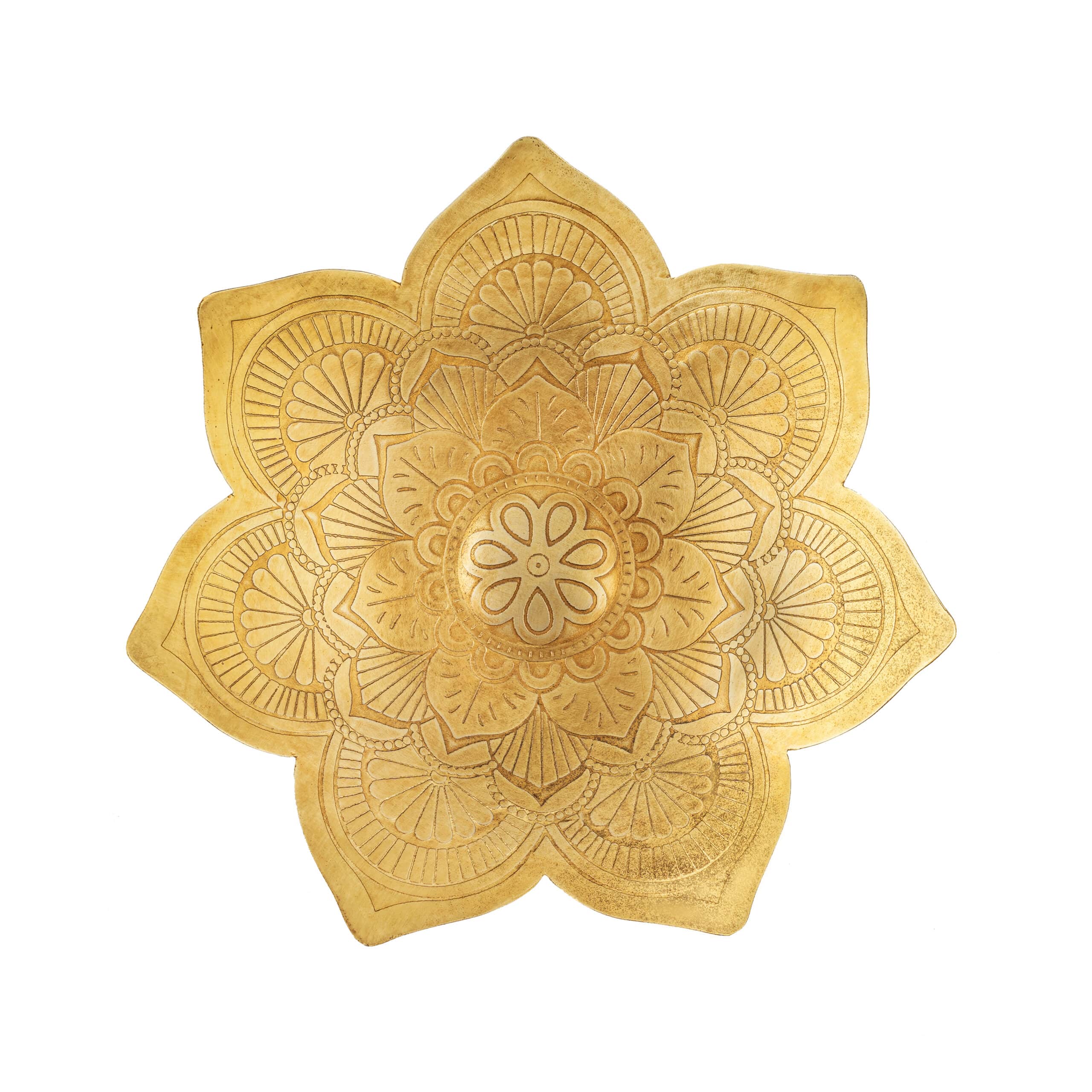 Handcrafted Metal Pressed Mandala Shape Bowl - 28x28x6cms