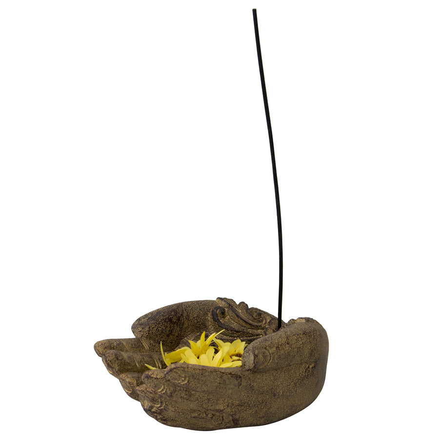 Handcrafted Moulded Hands Incense Stick Holder - Brown