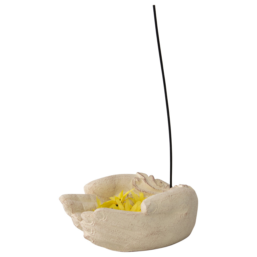 Handcrafted Moulded Hands Incense Stick Holder- White