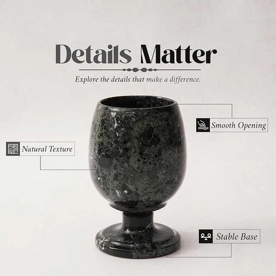 Handcrafted Natural Marble Wine Glasses - White