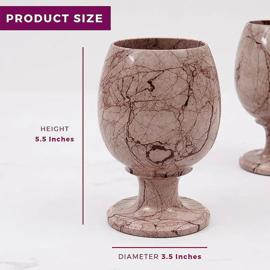 Handcrafted Natural Marble Wine Glasses - Brown