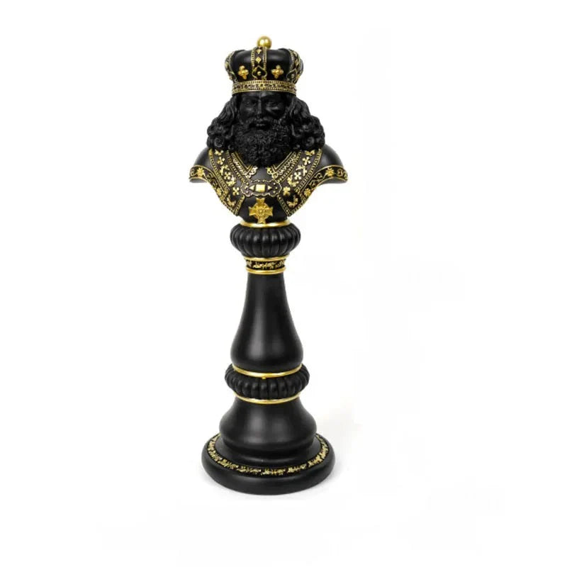 Handcrafted Resin King Chess Piece Decor - Black