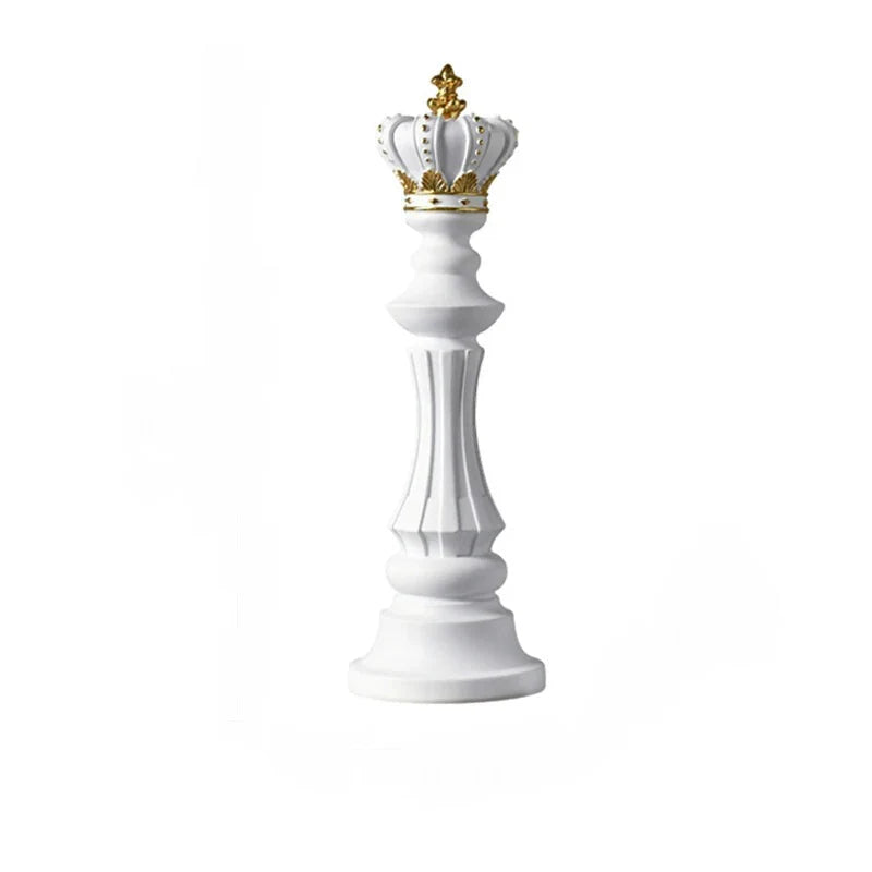 Handcrafted Resin King Chess Piece Decor - White