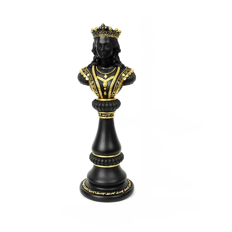 Handcrafted Resin Queen Chess Piece Decor - Black