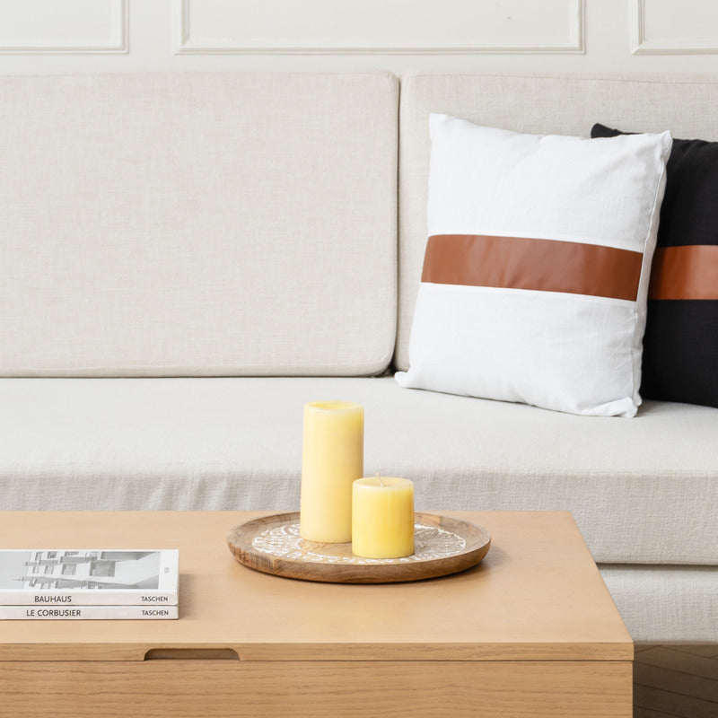 Handcrafted Round Mango Wood Carved Platter Tray