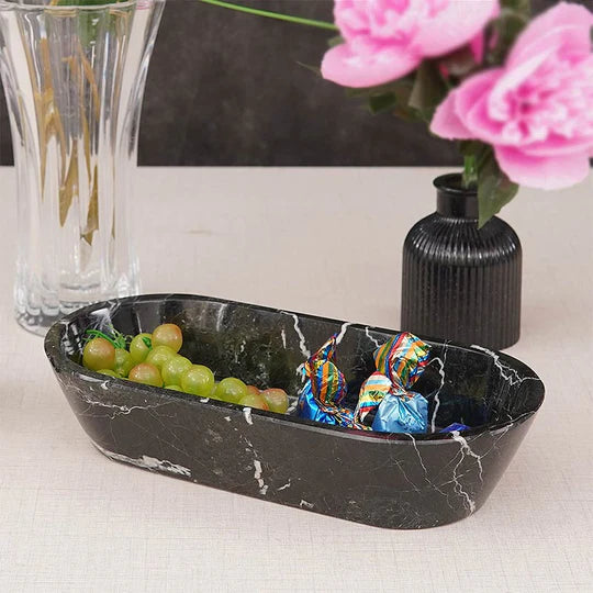 Handcrafted Traditional Marble Dough Bowl - Black