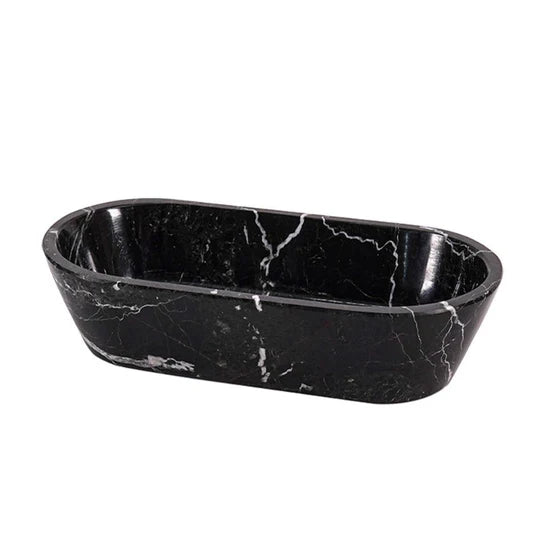 Handcrafted Traditional Marble Dough Bowl - Black
